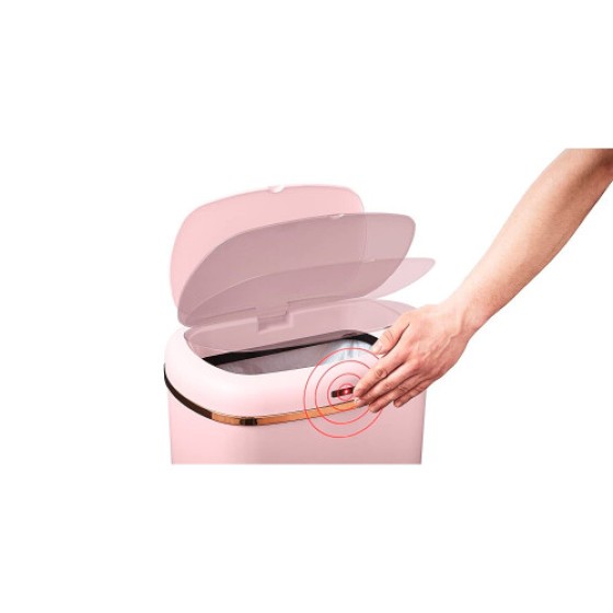 Tower Cavaletto 58L スクエアセンサーゴミ箱、ピンクとスタイリッシュなローズゴールド